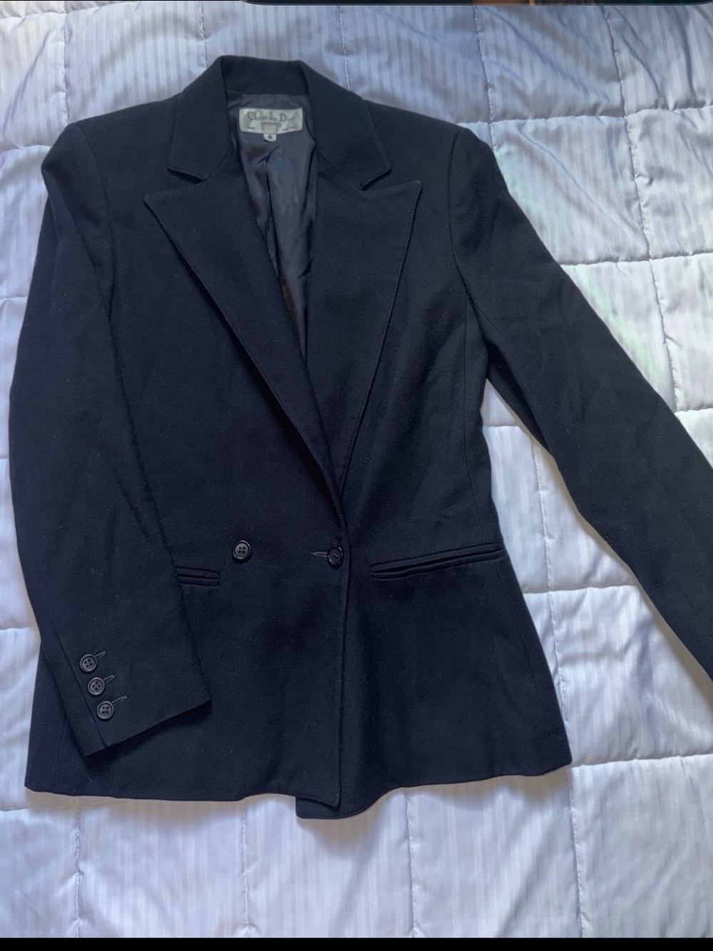 Christian Dior Black Women's Tailored Wool Blazer - Double-Button